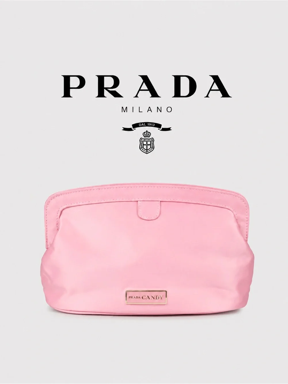 Prada Candy Pink Satin Cosmetic / Makeup Bag Clutch – Like New Condition 💗